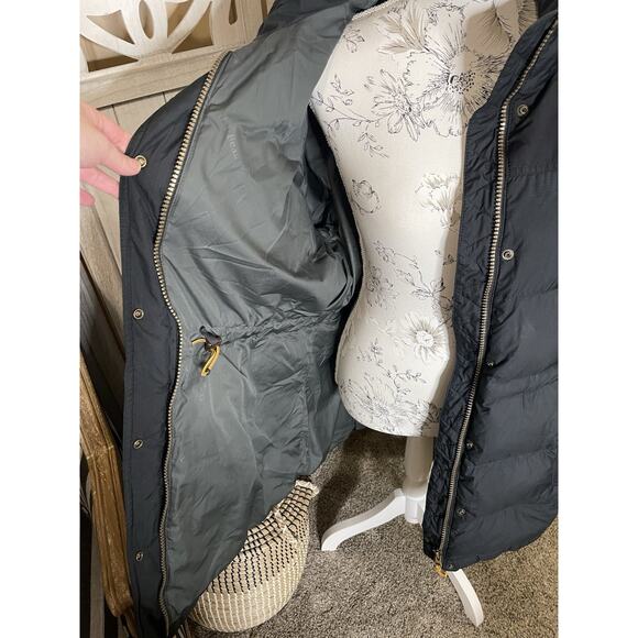 LL Bean Goose Down Jacket Puffer Coat Women’s Size XL Full Zip Black Long - Picture 5 of 10